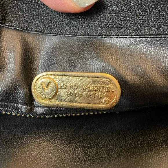 Mario Valentino Black and Gold Clutch with Elegant Wristlet